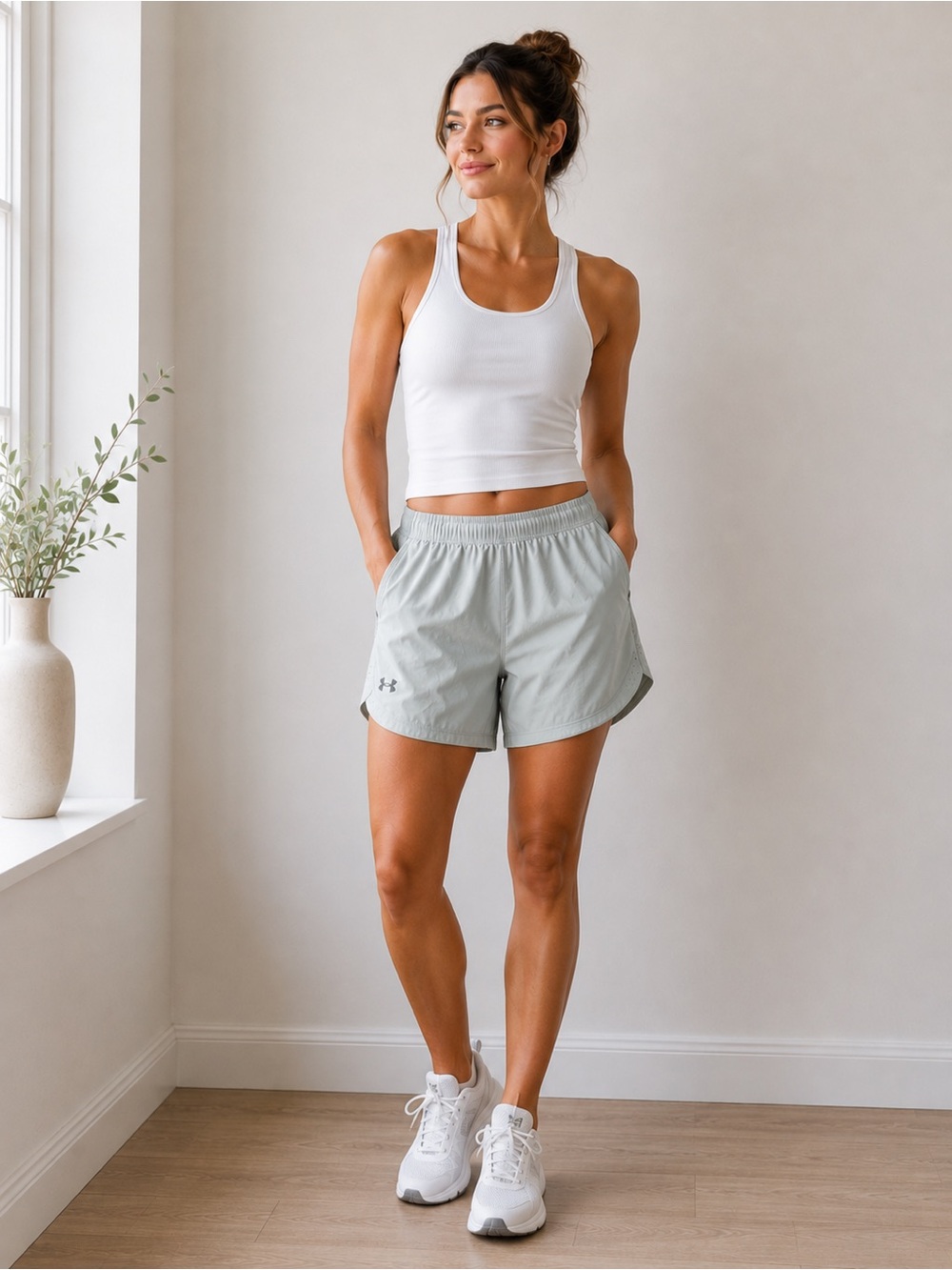 Under Armour Women's Fitted Light Grey Athletic Shorts